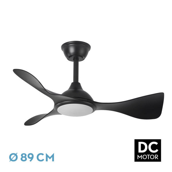 Ventilador de techo Fabrilamp Caiman LED negro 3 palas motor DC Ø89cm 36W 241691309