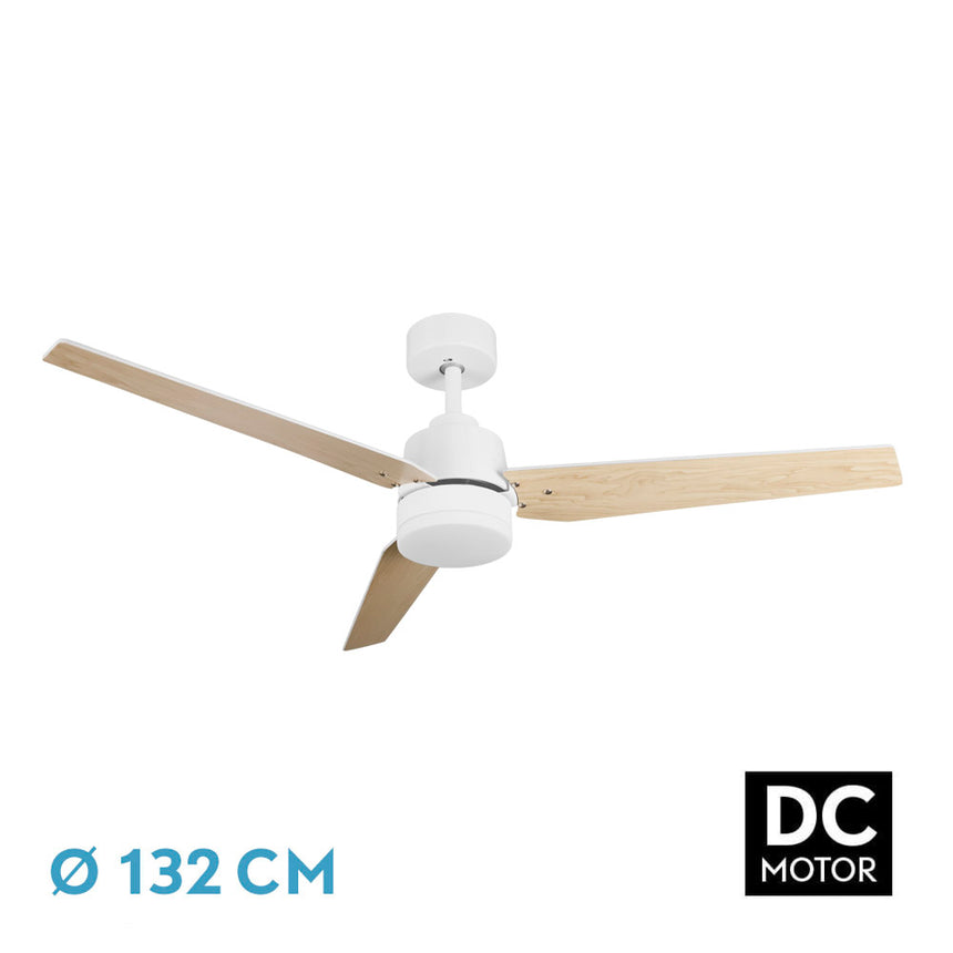 Ventilador de techo Fabrilamp Captus LED blanco haya 3 palas motor DC 3000-6000K Ø132cm 22W — vista 1