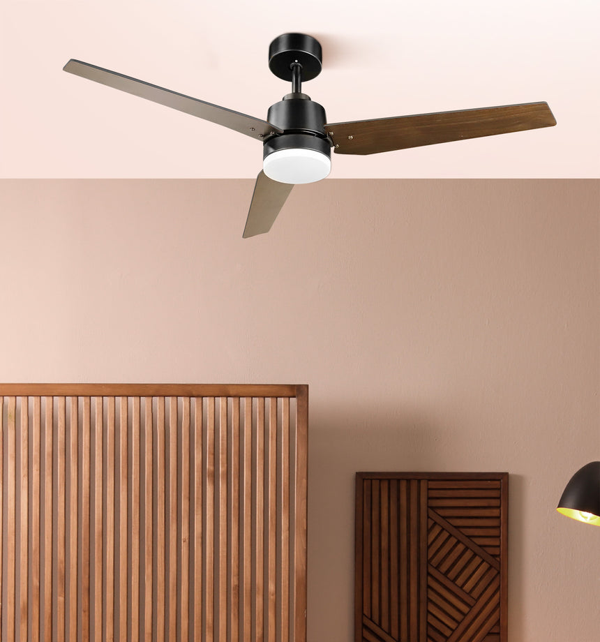 Ventilador de techo Fabrilamp Captus LED negro roble 3 palas motor DC 3000-6000K Ø132cm 22W — vista 4
