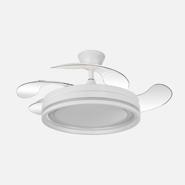 Ventilador de techo retráctil Fabrilamp Cerrato LED blanco 4 palas motor DC Ø107cm 59W 208691301