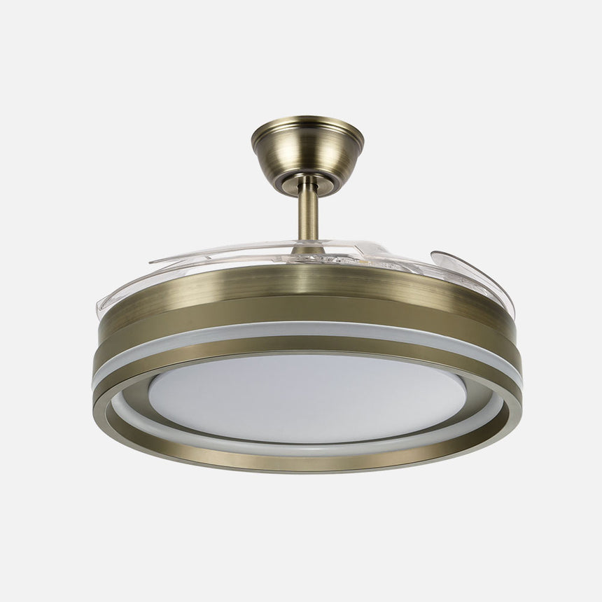 Ventilador de techo retráctil Fabrilamp Cerrato LED cuero 4 palas motor DC 3000-6000K Ø107cm 59W — vista 2