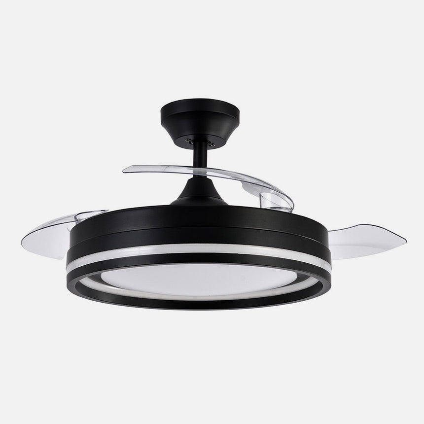 Ventilador de techo retráctil Fabrilamp Cerrato LED negro 3 palas motor DC 3000-6000K Ø107cm 72W — vista 2