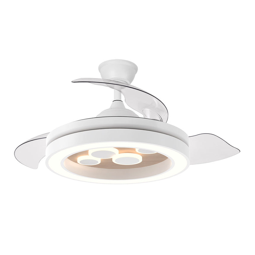 Ventilador de techo retráctil Fabrilamp Cupido LED blanco haya 3 palas motor DC 3000-6500K Ø107cm — vista 3