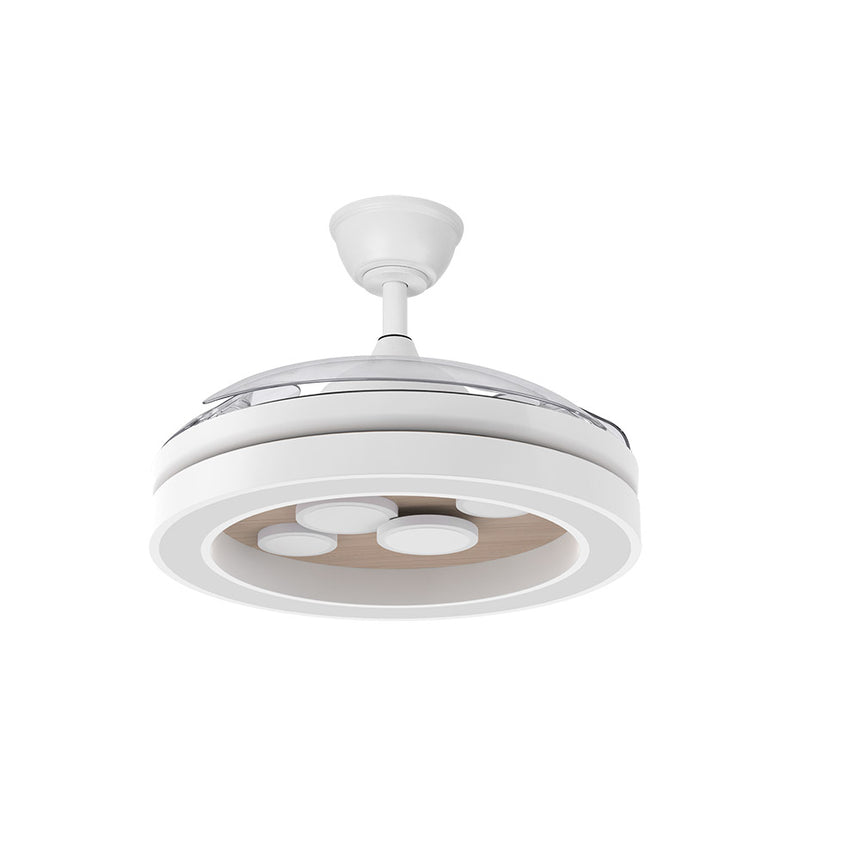 Ventilador de techo retráctil Fabrilamp Cupido LED blanco haya 3 palas motor DC 3000-6500K Ø107cm — vista 4