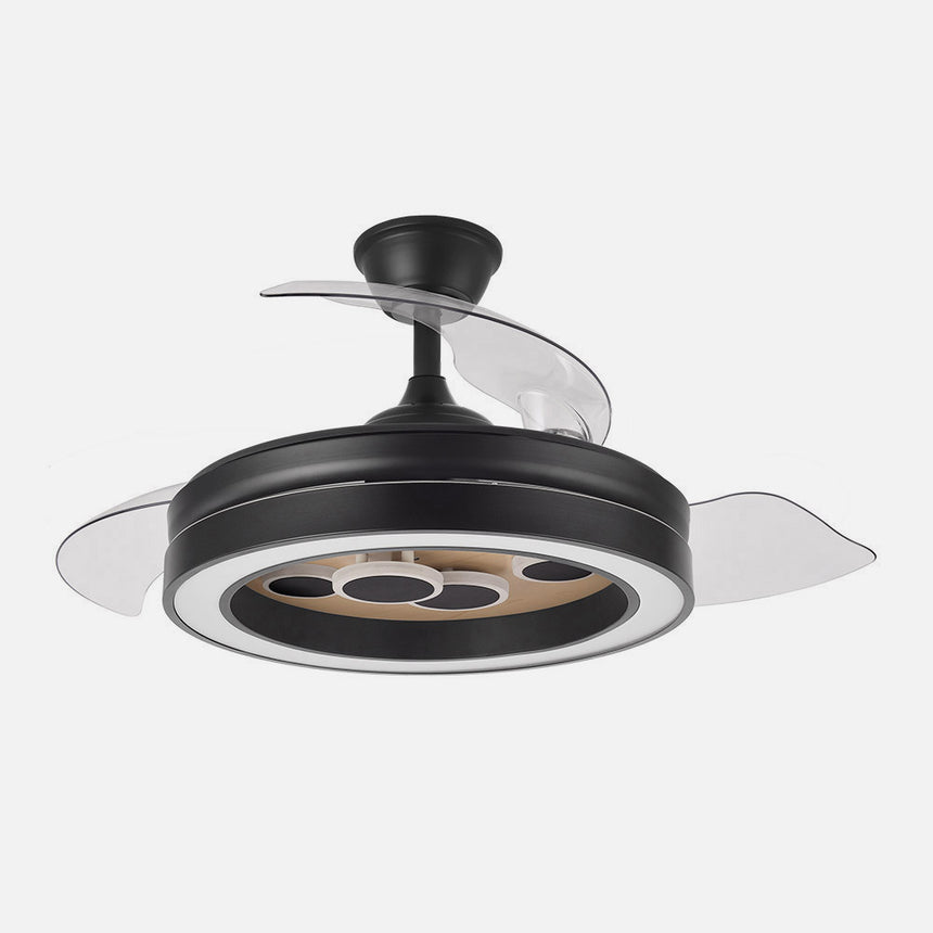 Ventilador de techo retráctil Fabrilamp Cupido LED negro madera 3 palas motor DC 3000-6500K Ø107cm — vista 2
