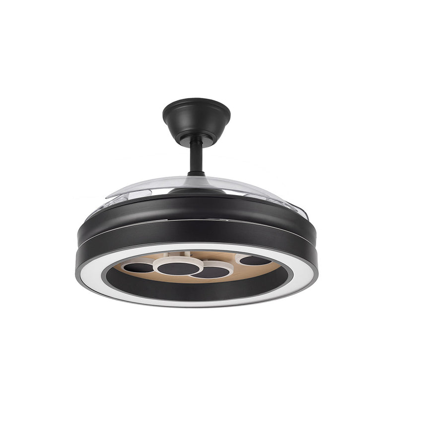Ventilador de techo retráctil Fabrilamp Cupido LED negro madera 3 palas motor DC 3000-6500K Ø107cm — vista 4