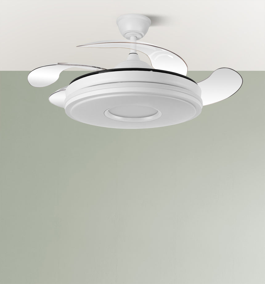 Ventilador de techo retráctil Fabrilamp Dani LED blanco 4 palas motor DC 3000-6500K Ø106cm 59W — vista 3