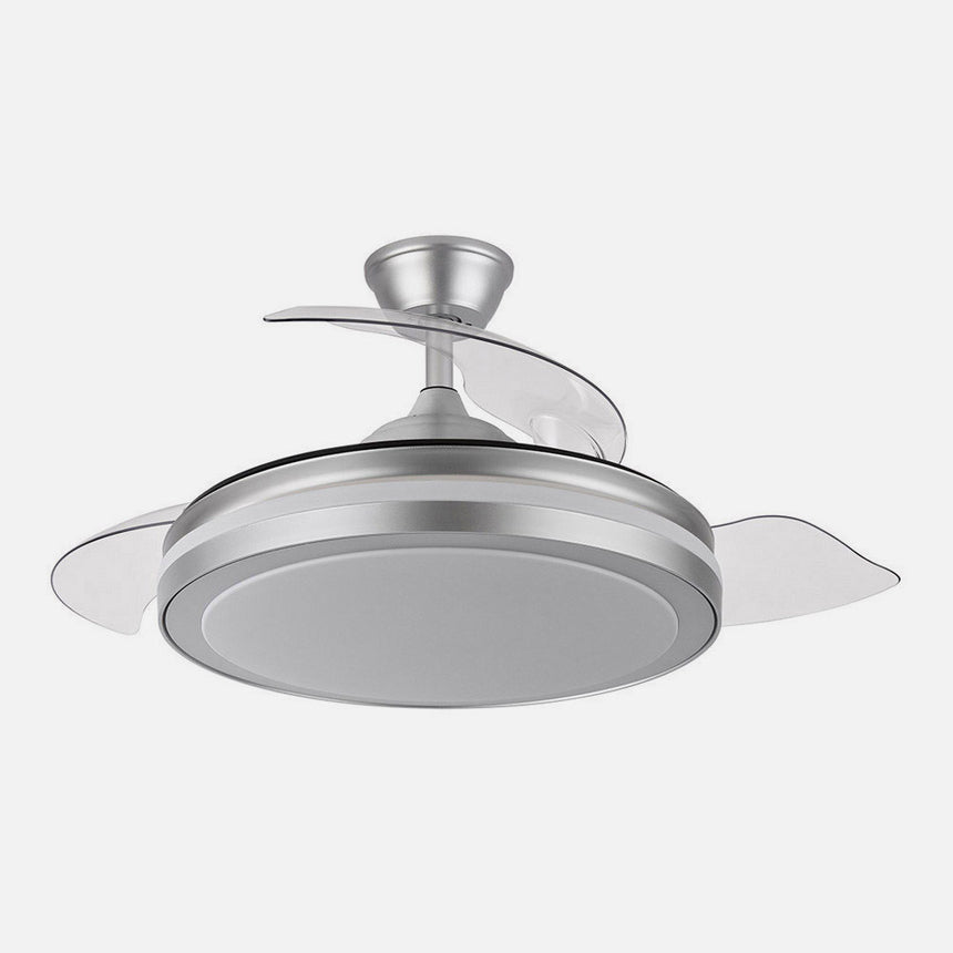 Ventilador de techo retráctil Fabrilamp Esparta LED plata 3 palas motor DC 3000-6000K Ø107cm 59W — vista 1