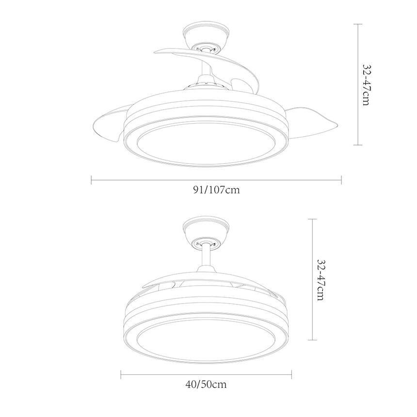 Ventilador de techo retráctil Fabrilamp Esparta LED blanco 3 palas motor DC 3000-6000K Ø91cm 59W — vista 3