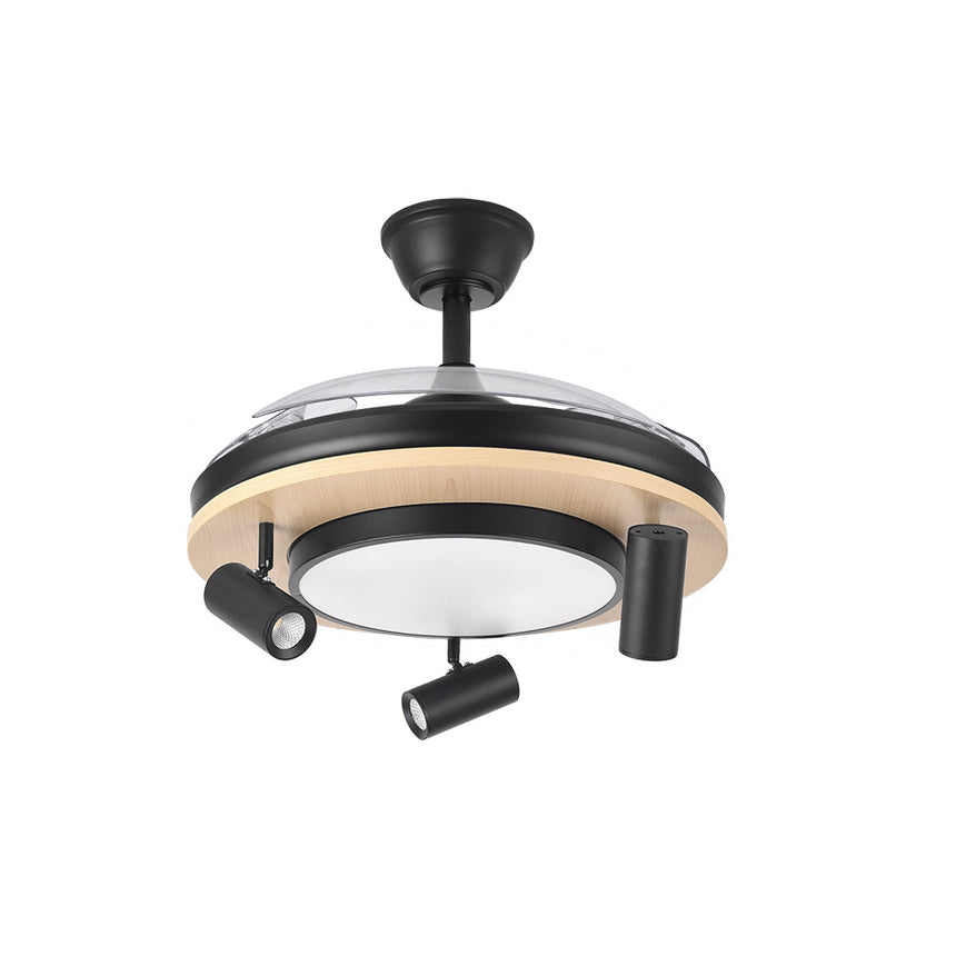 Ventilador de techo retráctil Fabrilamp Gladiator LED negro madera 3 palas motor DC 3000-6500K — vista 4