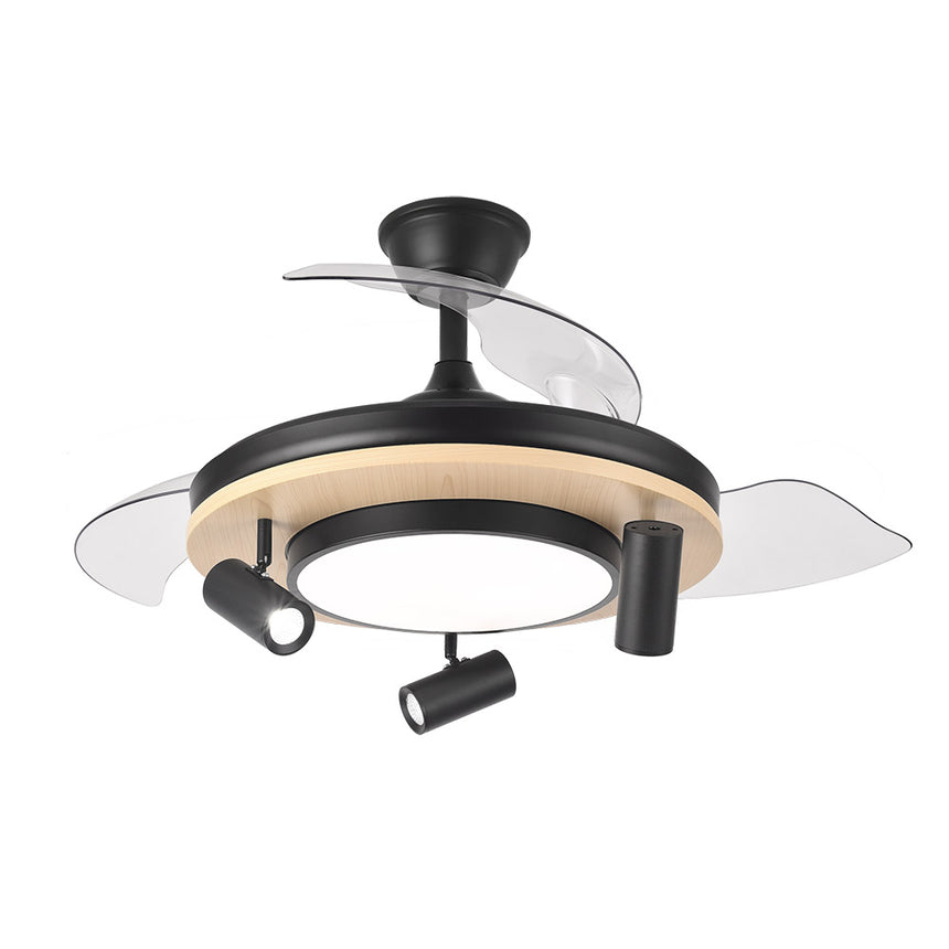 Ventilador de techo retráctil Fabrilamp Gladiator LED negro madera 3 palas motor DC 3000-6500K — vista 3
