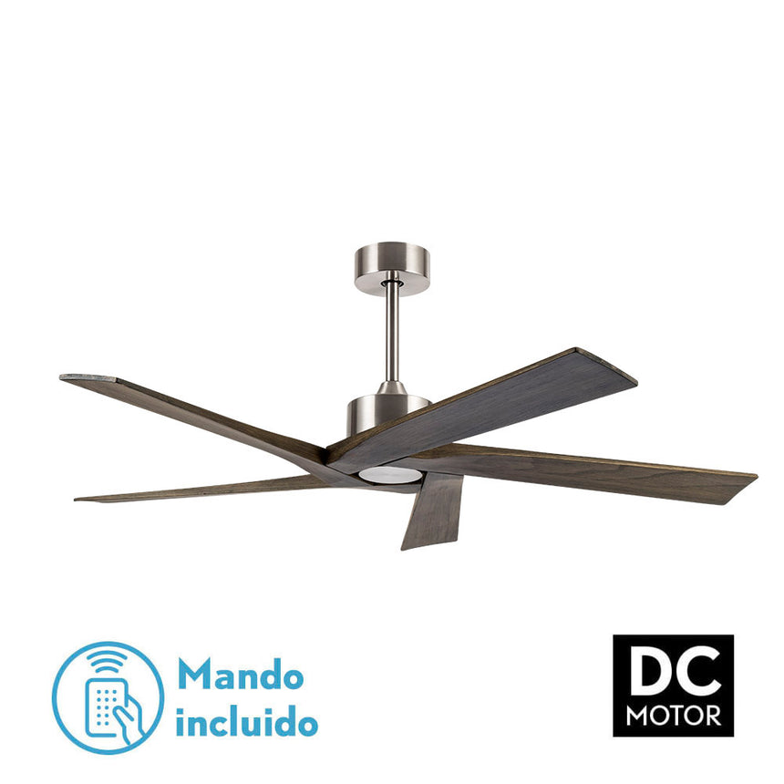 Ventilador de techo Fabrilamp Nadir níquel rústico 5 palas motor DC Ø142cm — vista 3