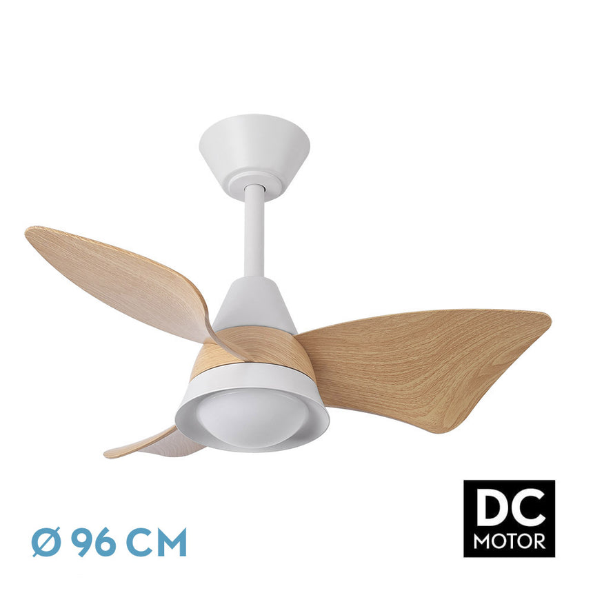Ventilador de techo Fabrilamp Jaguar LED blanco haya 3 palas motor DC 3000-6500K Ø96cm 30W — vista 1