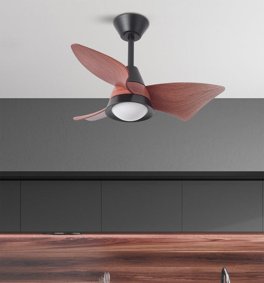 Ventilador de techo Fabrilamp Jaguar LED negro roble 3 palas motor DC 3000-6500K Ø96cm 30W — vista 4