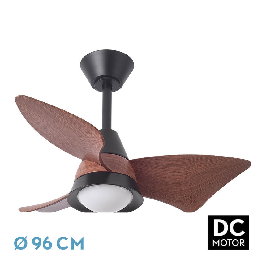 Ventilador de techo Fabrilamp Jaguar LED negro roble 3 palas motor DC 3000-6500K Ø96cm 30W — vista 1