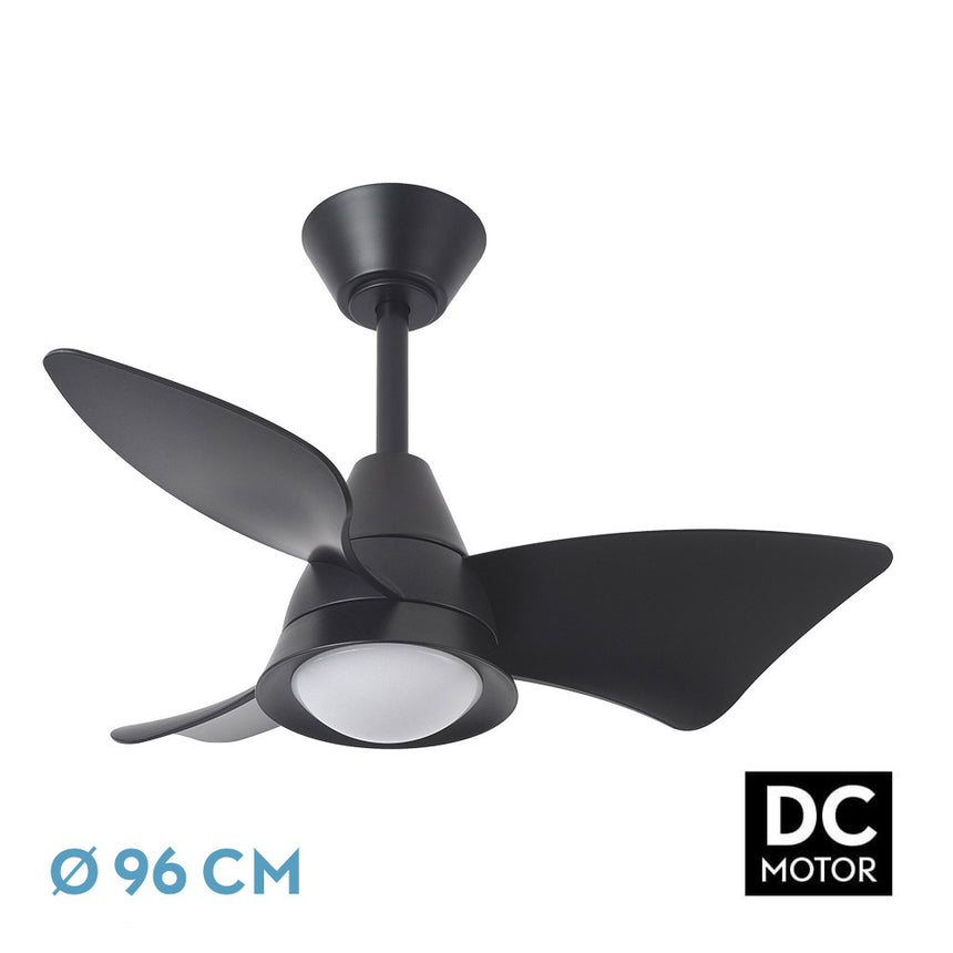 Ventilador de techo Fabrilamp Jaguar LED negro 3 palas motor DC 3000-6500K Ø96cm 30W — vista 1