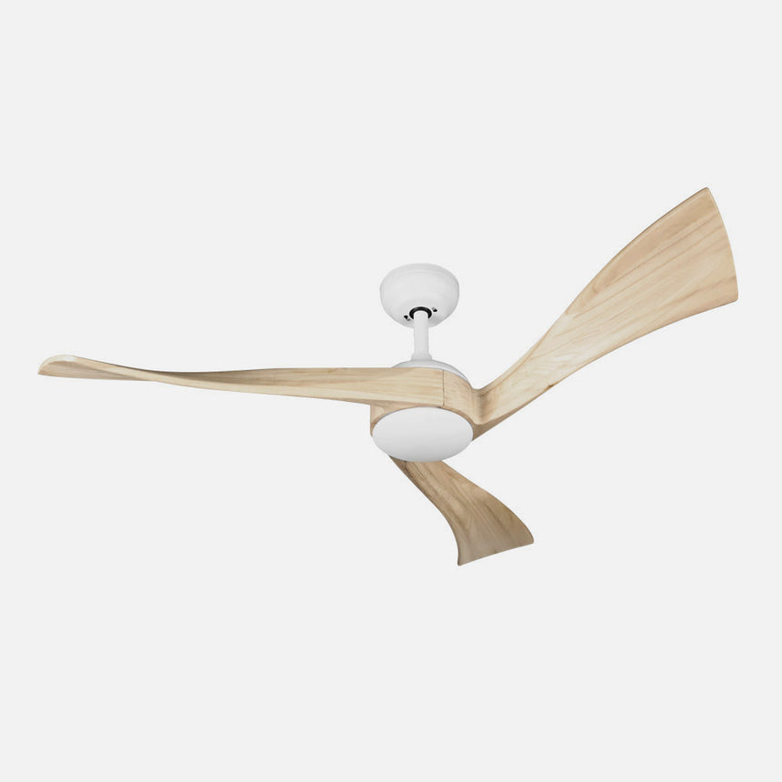 Ventilador de techo Fabrilamp Janubi LED blanco haya 3 palas motor DC 3000-6000K Ø132cm 22W — vista 2