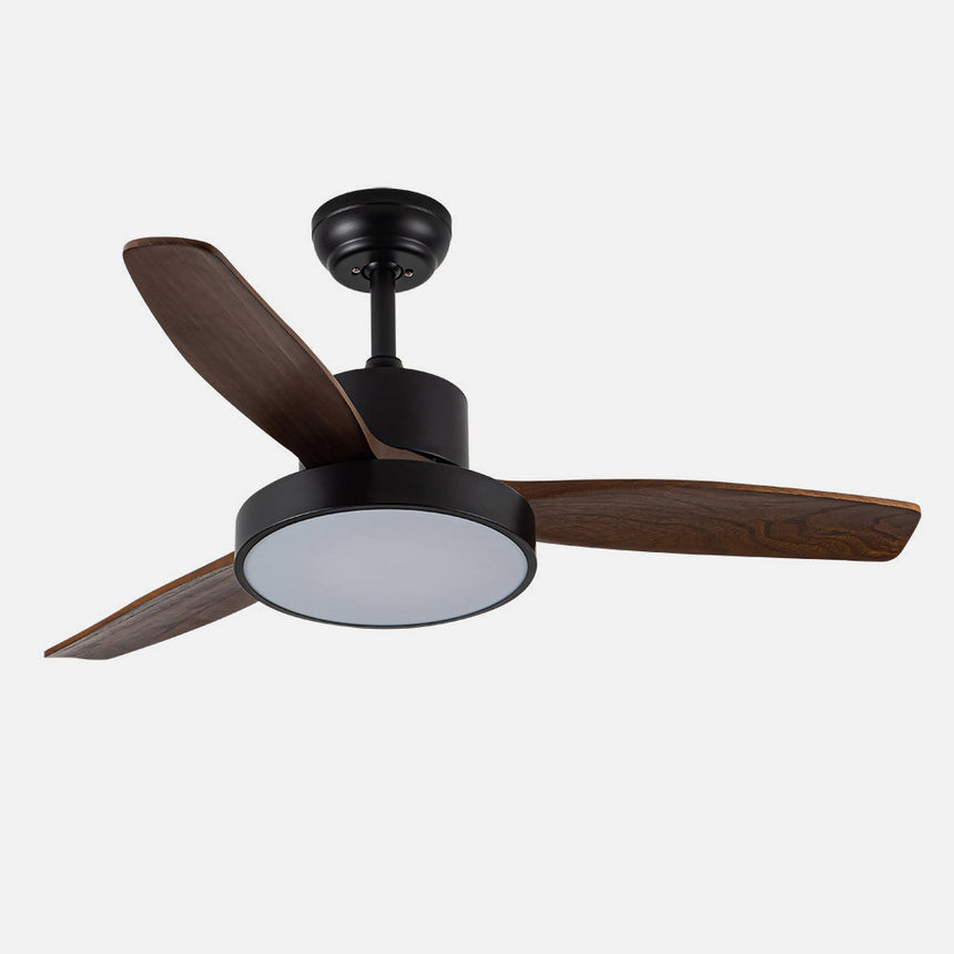 Ventilador de techo Fabrilamp Kavala LED negro roble 3 palas motor DC 3000-6000K Ø112cm 48W — vista 2