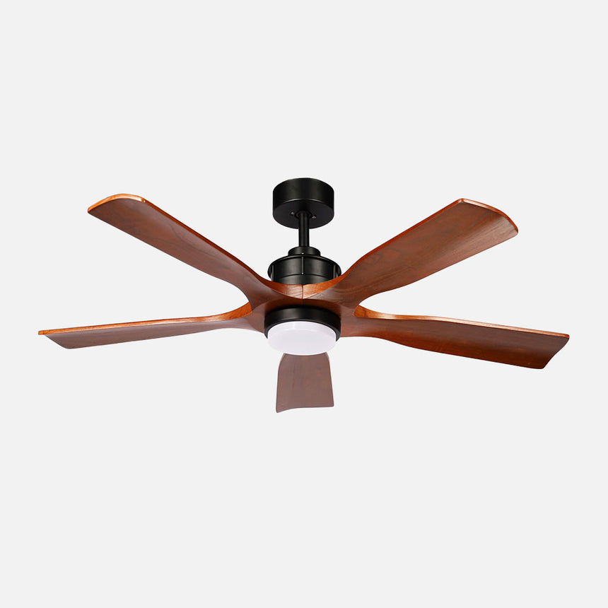 Ventilador de techo Fabrilamp Letur LED negro roble 5 palas motor DC 3000-6500K Ø132cm 18W — vista 1