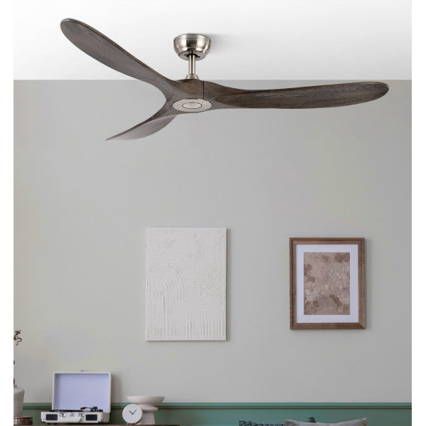 Ventilador de techo Fabrilamp Marín níquel roble 3 palas motor DC Ø152cm 129090302