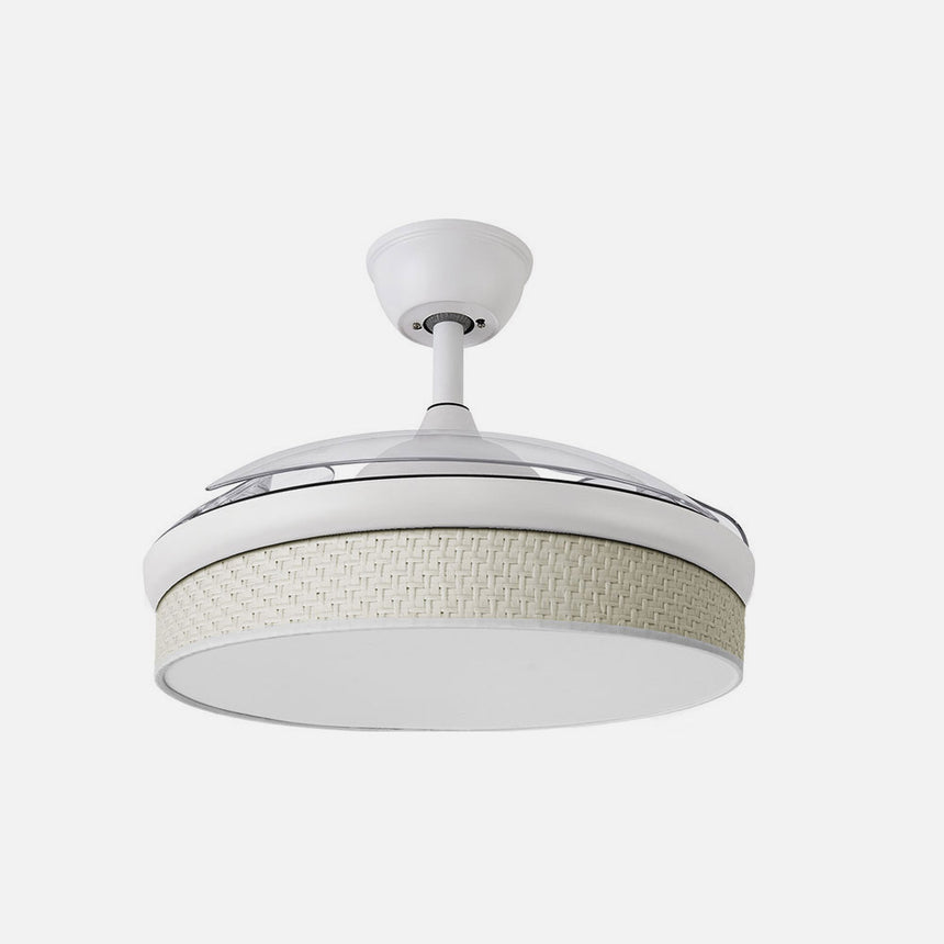 Ventilador de techo retráctil Fabrilamp Moda LED blanco cañizo 3 palas motor DC 3000-6000K Ø91cm 72W — vista 2