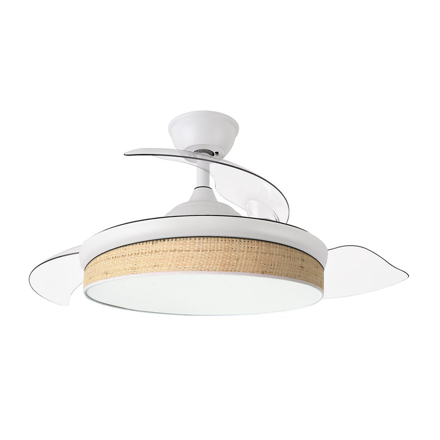 Ventilador de techo retráctil Fabrilamp Moda LED blanco cañizo claro 3 palas motor DC 3000-6000K — vista 3