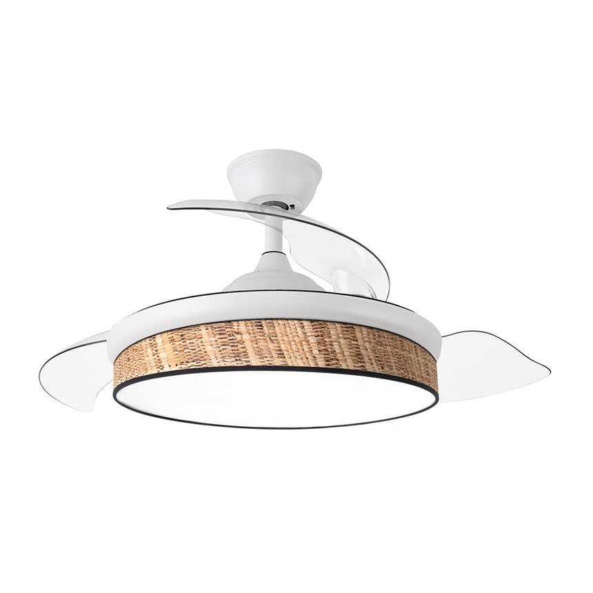 Ventilador de techo retráctil Fabrilamp Moda LED blanco cañizo oscuro 3 palas motor DC 3000-6000K — vista 3