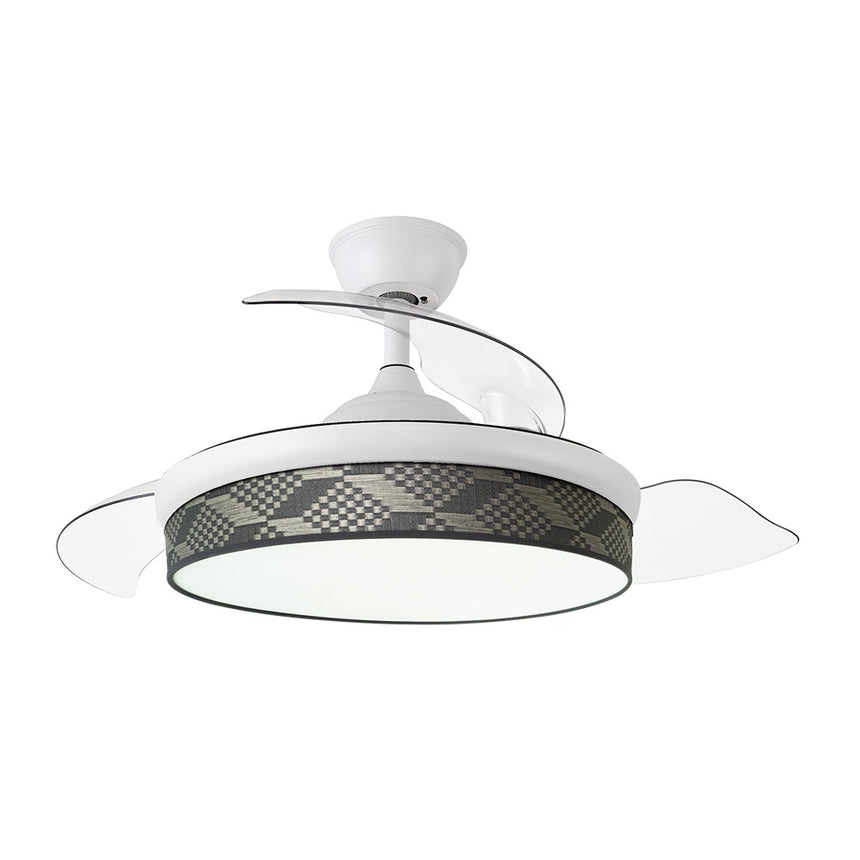 Ventilador de techo retráctil Fabrilamp Moda LED blanco tetris gris 3 palas motor DC 3000-6000K — vista 3
