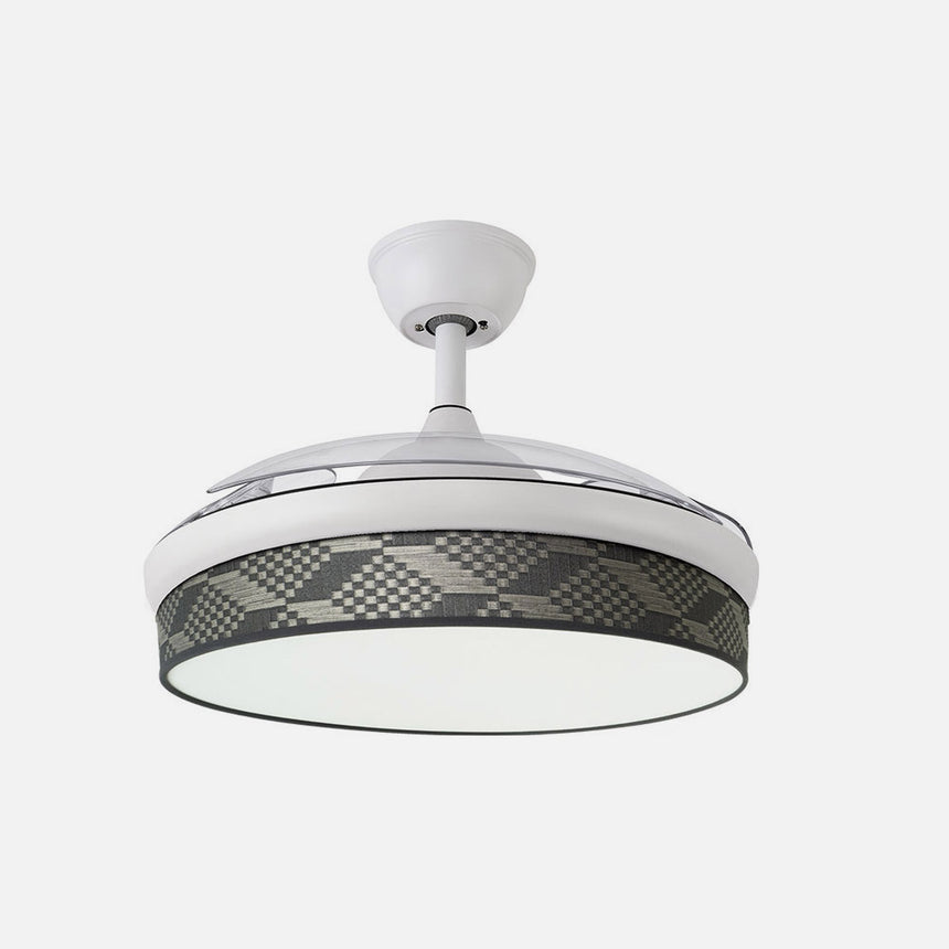 Ventilador de techo retráctil Fabrilamp Moda LED blanco tetris gris 3 palas motor DC 3000-6000K — vista 2