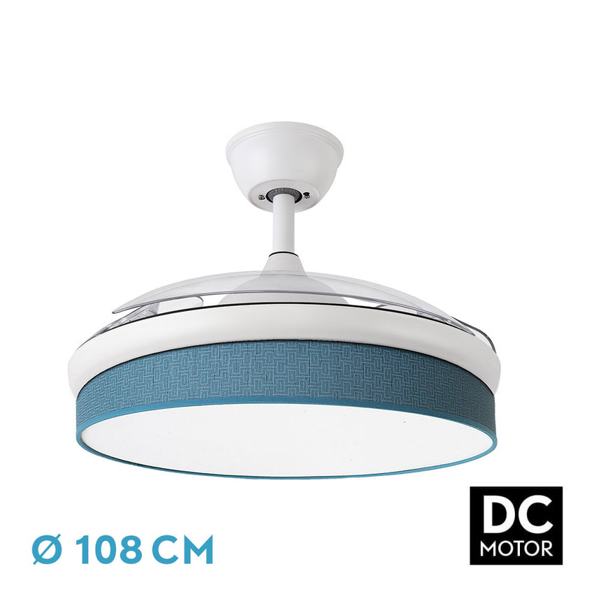 Ventilador de techo retráctil Fabrilamp Moda LED blanco azul 3 palas motor DC 3000-6000K Ø108cm 72W — vista 1