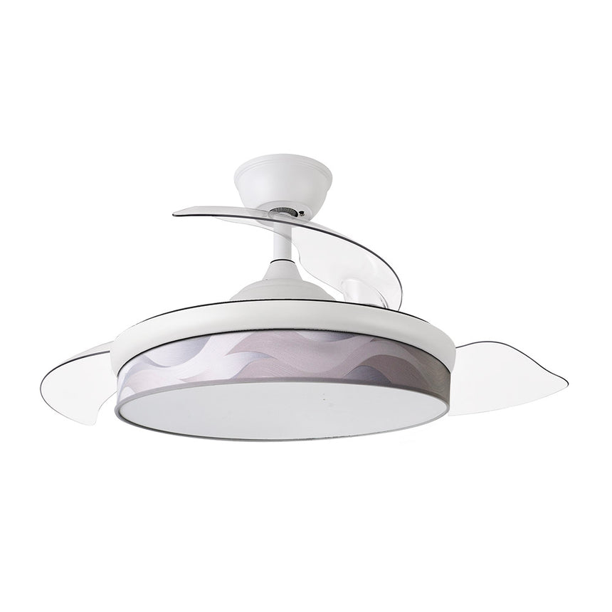 Ventilador de techo retráctil Fabrilamp Moda LED blanco ola gris 3 palas motor DC 3000-6000K Ø108cm — vista 3