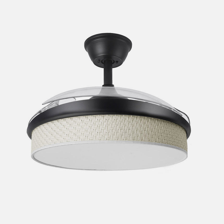 Ventilador de techo retráctil Fabrilamp Moda LED negro cañizo blanco 3 palas motor DC 3000-6000K — vista 2