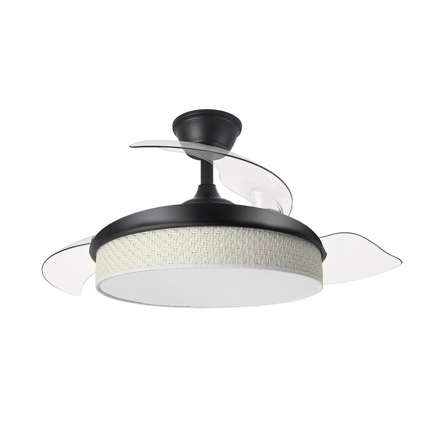 Ventilador de techo retráctil Fabrilamp Moda LED negro cañizo blanco 3 palas motor DC 3000-6000K — vista 3