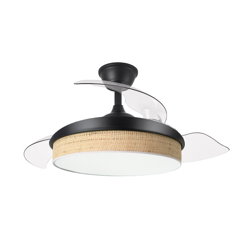 Ventilador de techo retráctil Fabrilamp Moda LED negro cañizo claro 3 palas motor DC 3000-6000K — vista 3