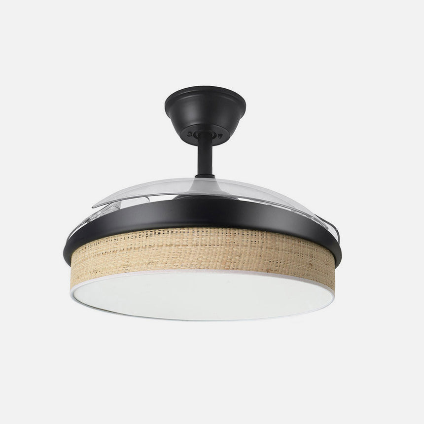 Ventilador de techo retráctil Fabrilamp Moda LED negro cañizo claro 3 palas motor DC 3000-6000K — vista 2
