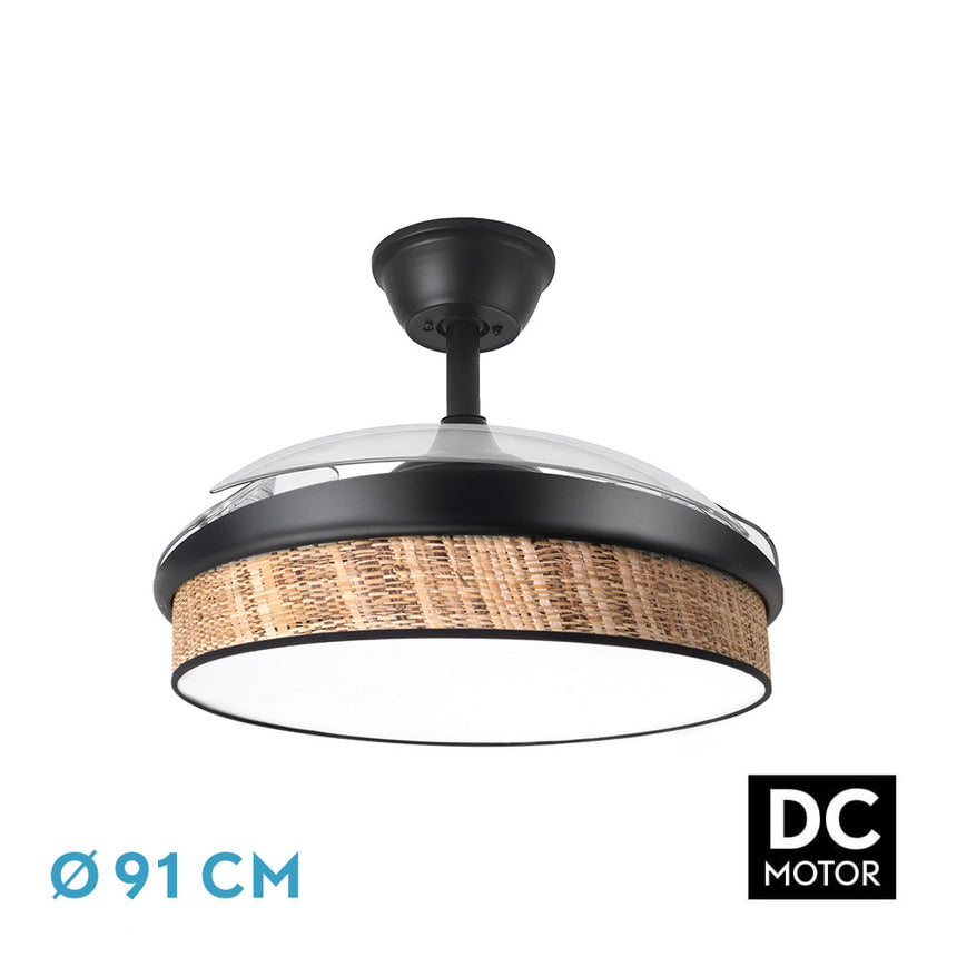 Ventilador de techo retráctil Fabrilamp Moda LED negro cañizo oscuro 3 palas motor DC 3000-6000K — vista 5