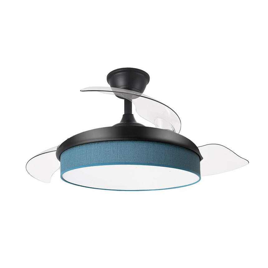 Ventilador de techo retráctil Fabrilamp Moda LED negro azul 3 palas motor DC 3000-6000K Ø91cm 72W — vista 3