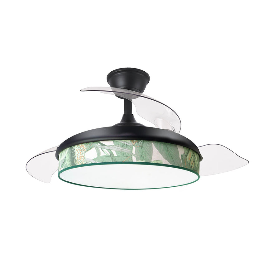 Ventilador de techo retráctil Fabrilamp Moda LED negro verde 3 palas motor DC 3000-6000K Ø108cm 72W — vista 3