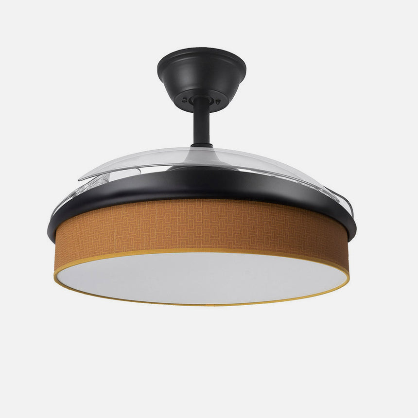 Ventilador de techo retráctil Fabrilamp Moda LED negro naranja 3 palas motor DC 3000-6000K Ø108cm — vista 2