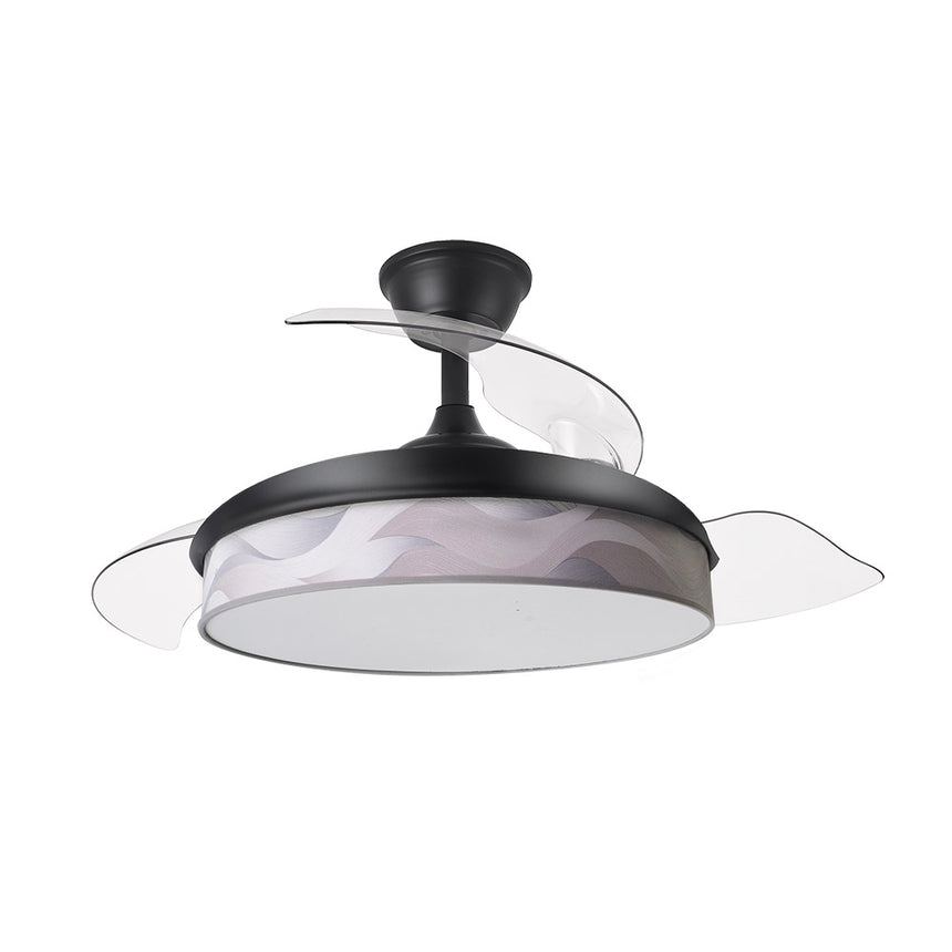 Ventilador de techo retráctil Fabrilamp Moda LED negro ola gris 3 palas motor DC 3000-6000K Ø108cm — vista 3