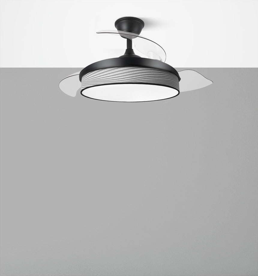 Ventilador de techo retráctil Fabrilamp Moda LED negro surco gris 3 palas motor DC 3000-6000K — vista 4