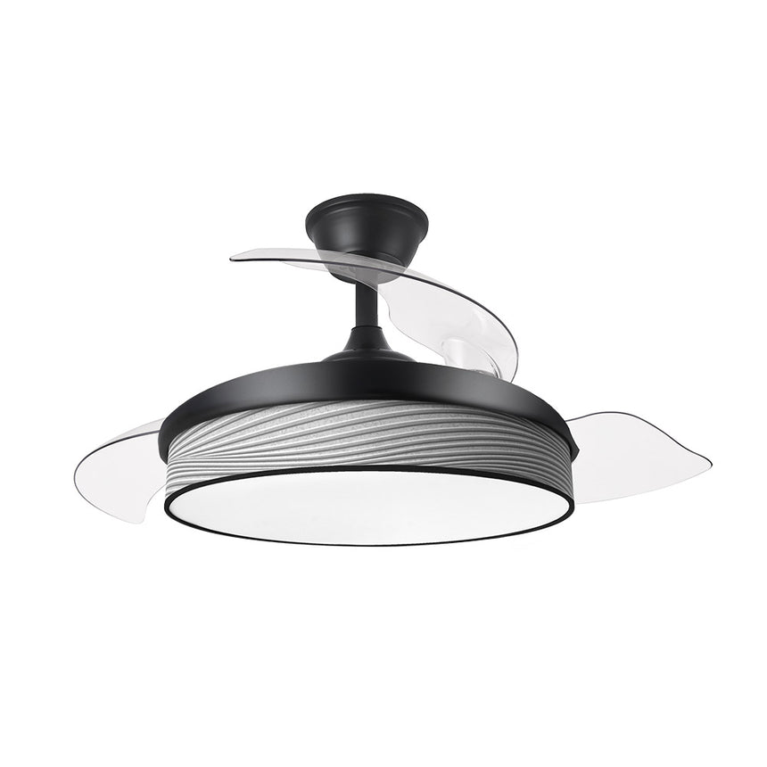 Ventilador de techo retráctil Fabrilamp Moda LED negro surco gris 3 palas motor DC 3000-6000K — vista 3