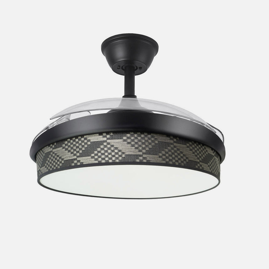 Ventilador de techo retráctil Fabrilamp Moda LED negro tetris gris 3 palas motor DC 3000-6000K — vista 2