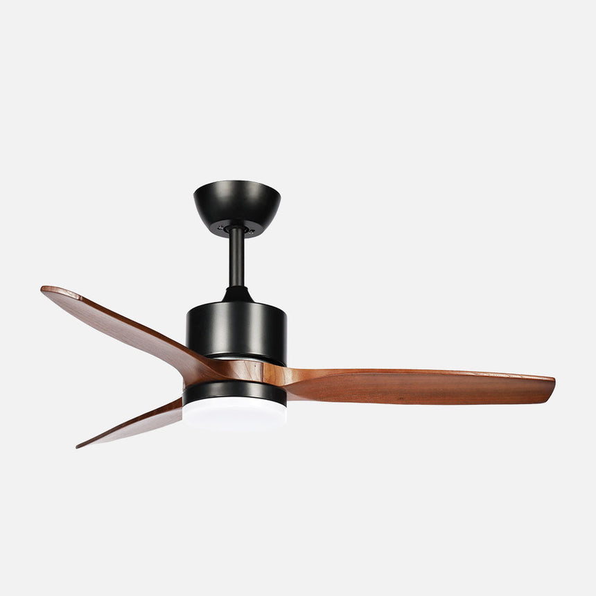 Ventilador de techo Fabrilamp Montiel LED negro roble 3 palas motor DC 3000-6500K Ø106cm 18W — vista 1