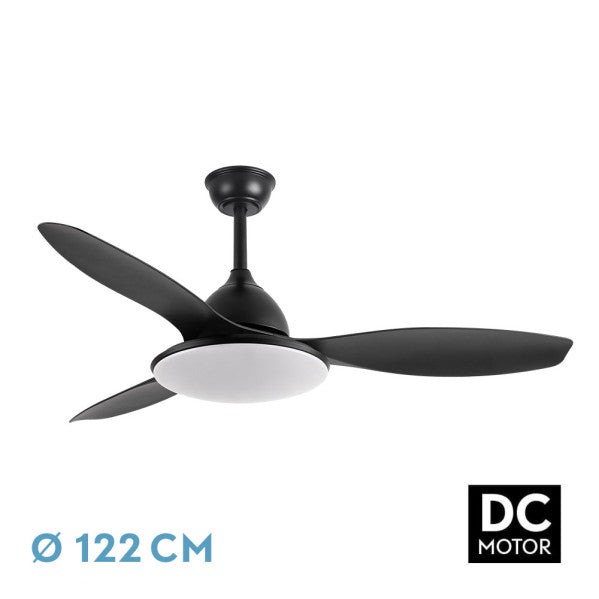 Ventilador de techo Fabrilamp Yael LED negro 3 palas motor DC Ø122cm 72W 159391309
