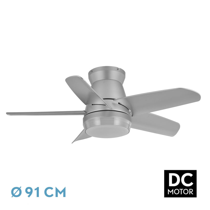Ventilador de techo Fabrilamp Neutron LED plata 5 palas motor DC 3000-6000K Ø91cm 24W — vista 1