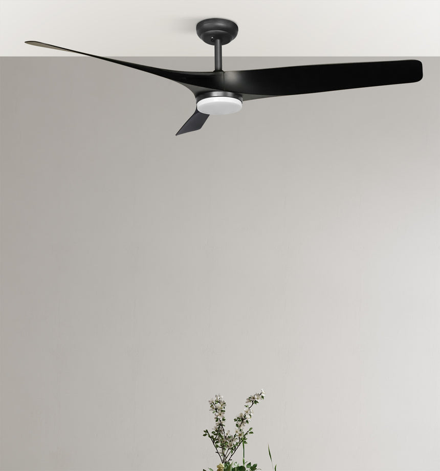 Ventilador de techo Fabrilamp Niger LED negro 3 palas motor DC 3000-6000K Ø132cm 22W — vista 1