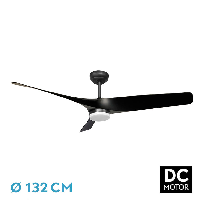 Ventilador de techo Fabrilamp Niger LED negro 3 palas motor DC 3000-6000K Ø132cm 22W — vista 3
