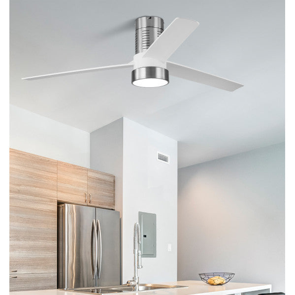 Ventilador de techo Fabrilamp Teo LED níquel blanco 3 palas motor DC Ø139cm 24W 158491381