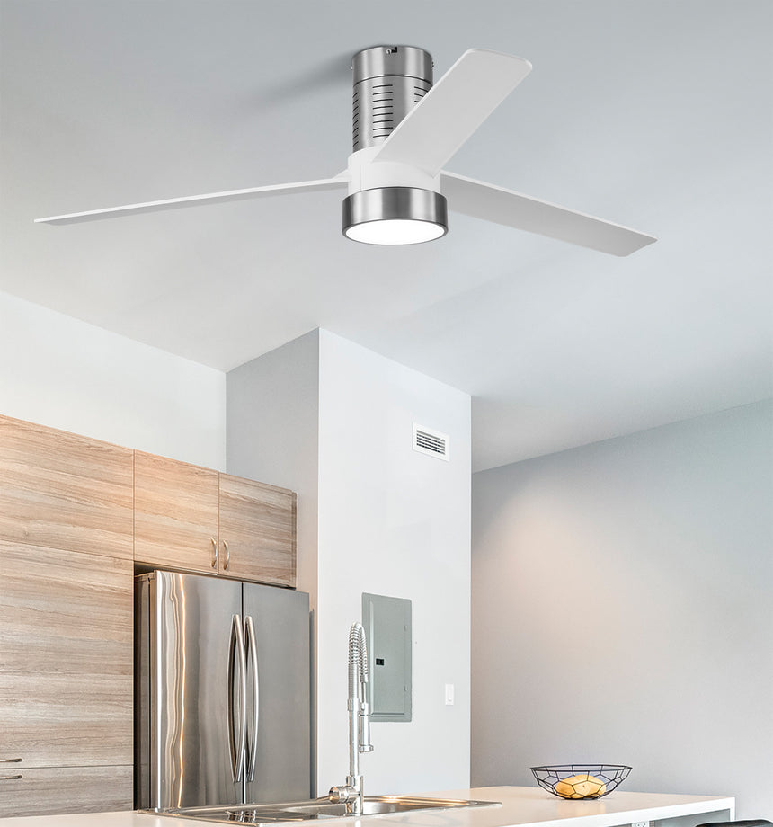 Ventilador de techo Fabrilamp Teo LED níquel blanco 3 palas motor DC 3000-6000K Ø139cm 24W — vista 1
